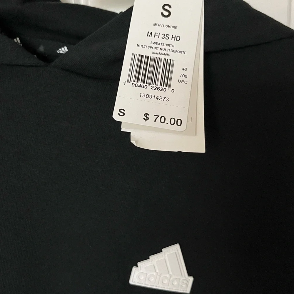 Adidas Black and White Sweatshirt with Signature Stripes